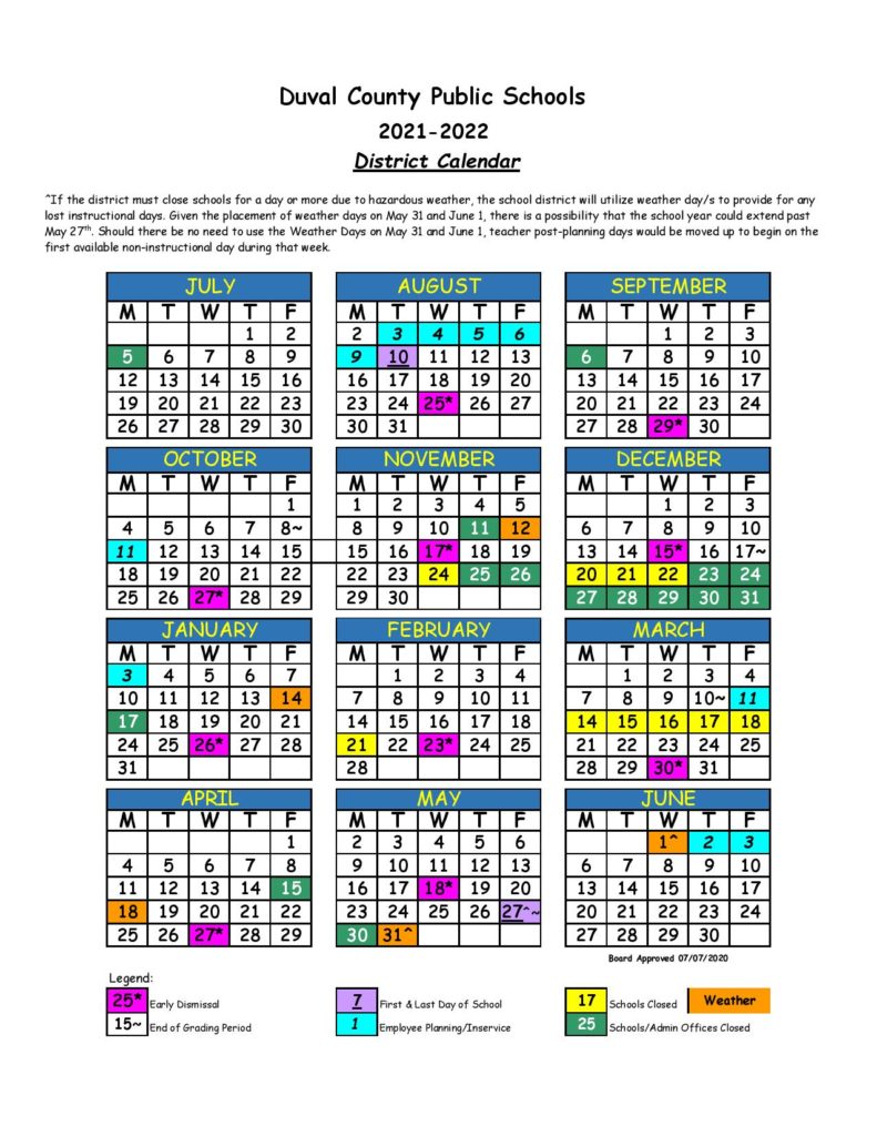Dcps 2022 23 Calendar Duval County School Calendar 2021-2022