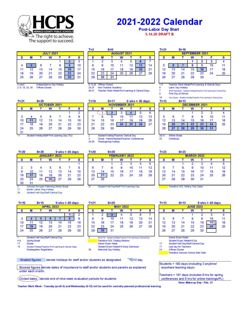 henrico-county-public-schools-calendar-holidays-2021-2022