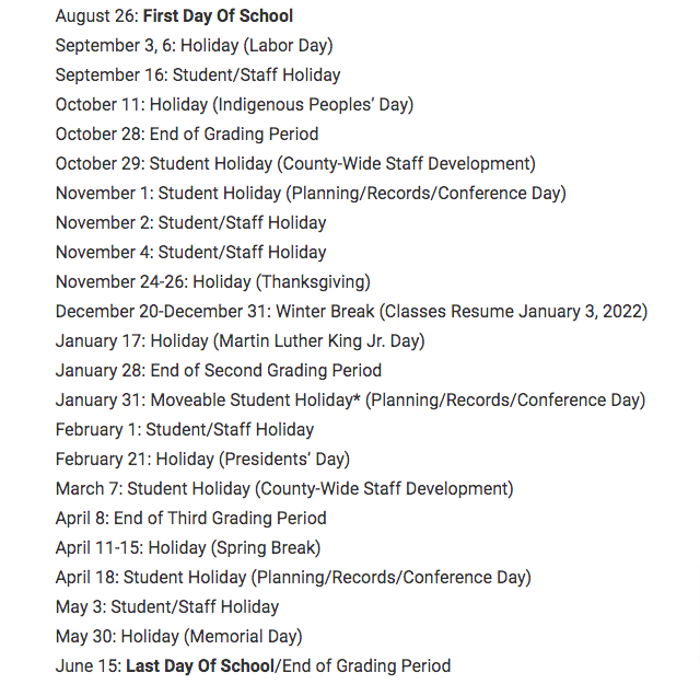 Loudoun County Schools Calendar Holidays 2021 2022