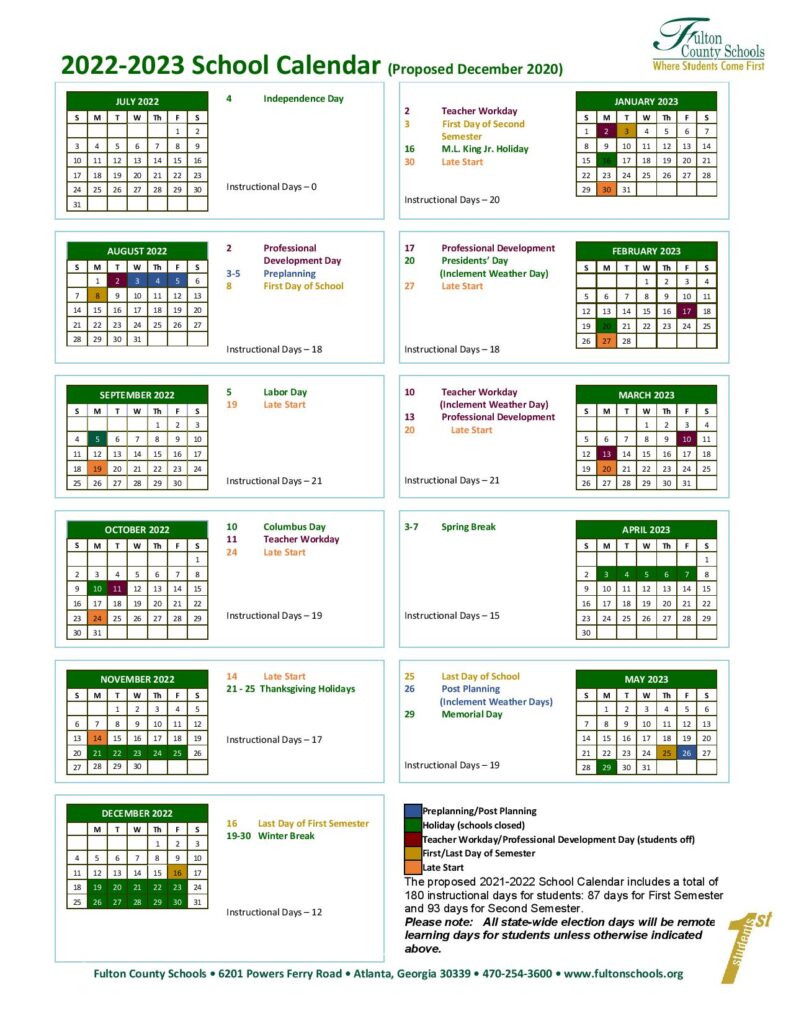 Fulton County 2022 2023 Calendar Fulton County School Calendar 2022-2023 In Pdf