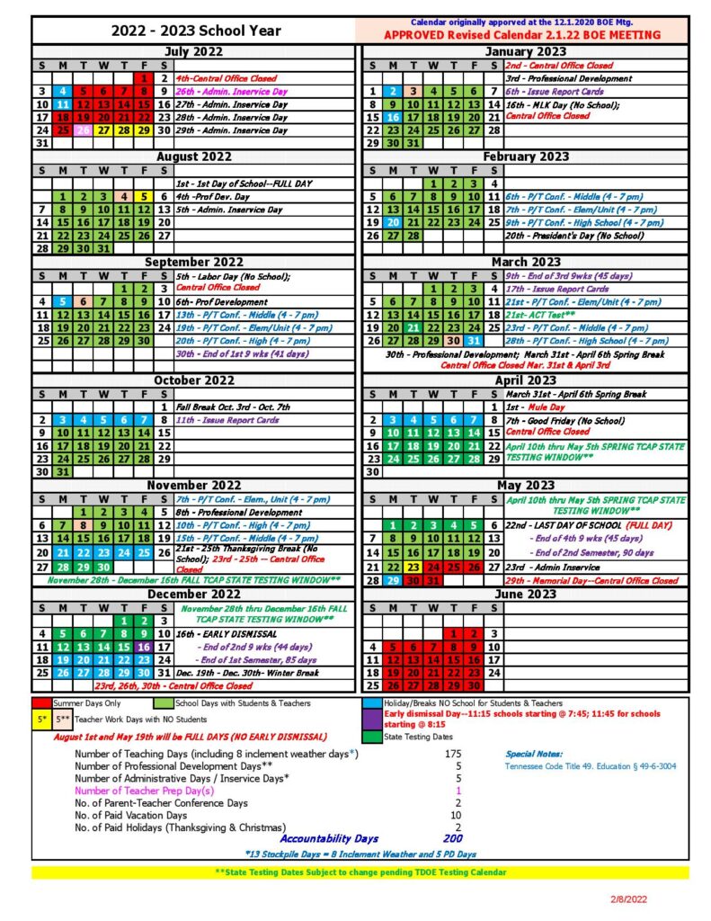 Maury County School Calendar 2022-2023 & Holidays