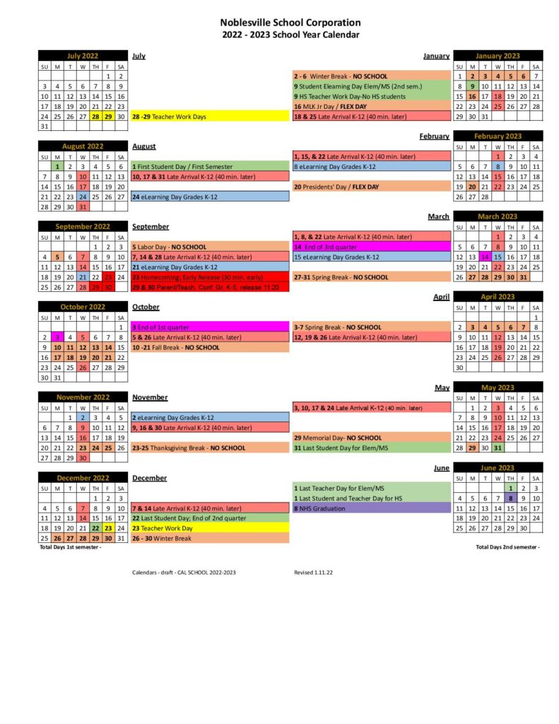 Noblesville Schools Calendar Holidays 2022 2023 PDF