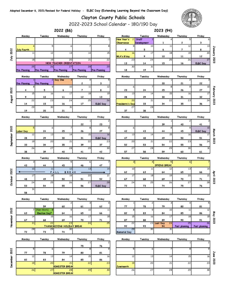 Clayton County School Calendar 20222023 & Holidays