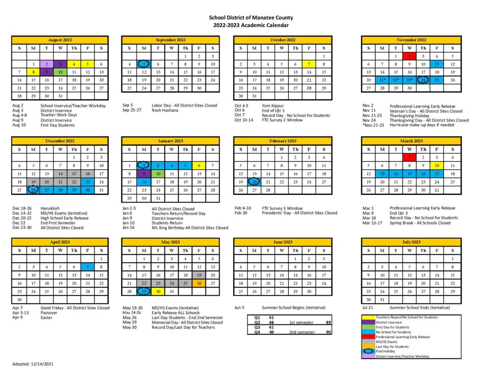 Manatee County School Calendar 2025 To 2026