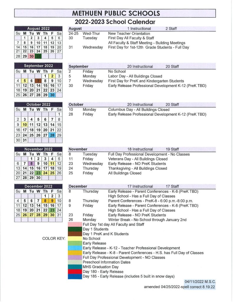 methuen-public-schools-calendar-2022-2023-holidays