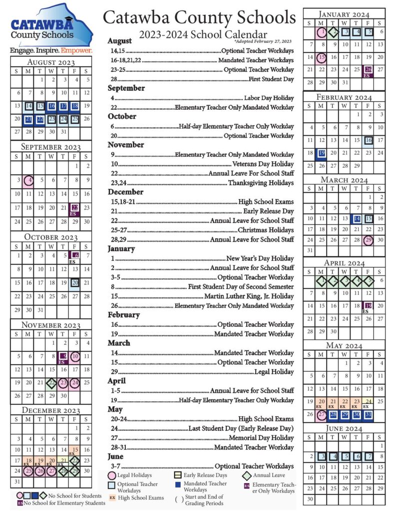 Catawba County School Calendar 20232024 & Holidays